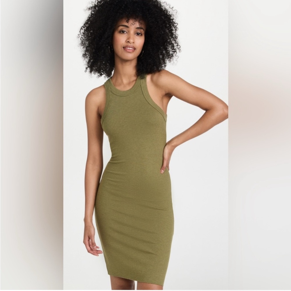 WSLY Ribbed Olive Green Sleeveless Ribbed Midi Dress, women’s size Medium, NWOT